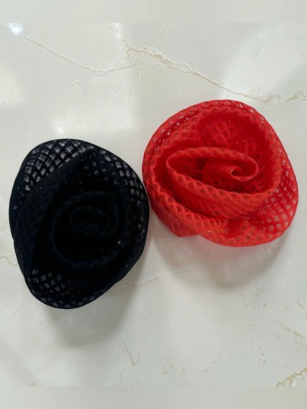NWT Free People Mesh Floral Clip Duo in Red/Black